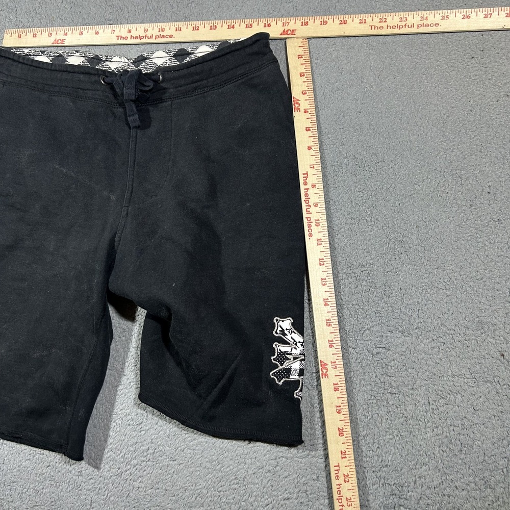 Y2k Zoo York Fleece Shorts Black Graphic Print Drawstring Men's Size Small #3369 - Picture 5 of 7